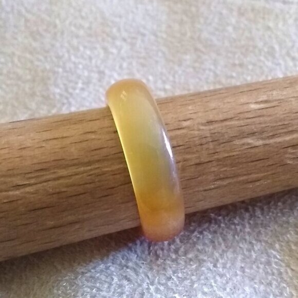 Tropical Juicy Citrus Colors ~ Banded Agate Stone Ring Size 7 ~ Friendship Ring - Picture 7 of 11